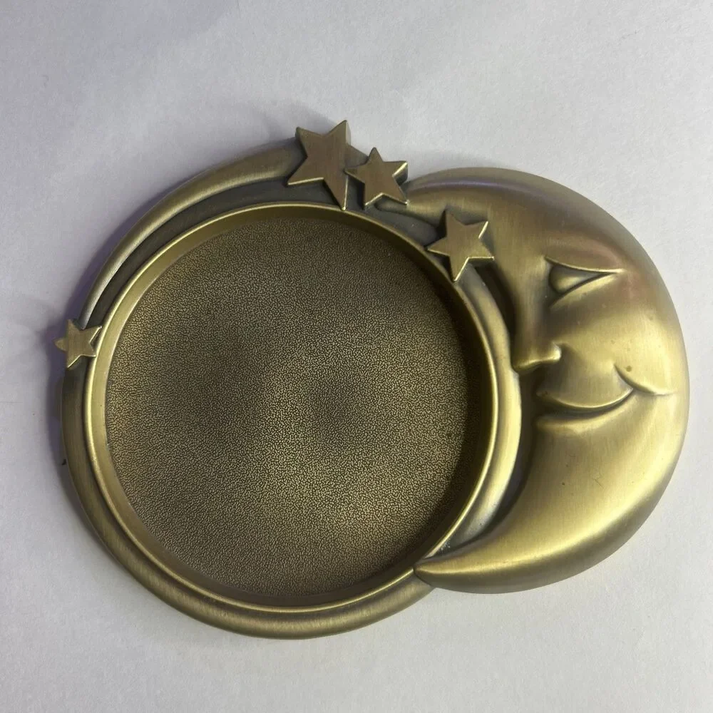 Celestial Moon And Stars Candle Holder 90s Whisigoth Vibes Gold Metal